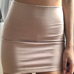 Beige High Waisted Mini Skirt